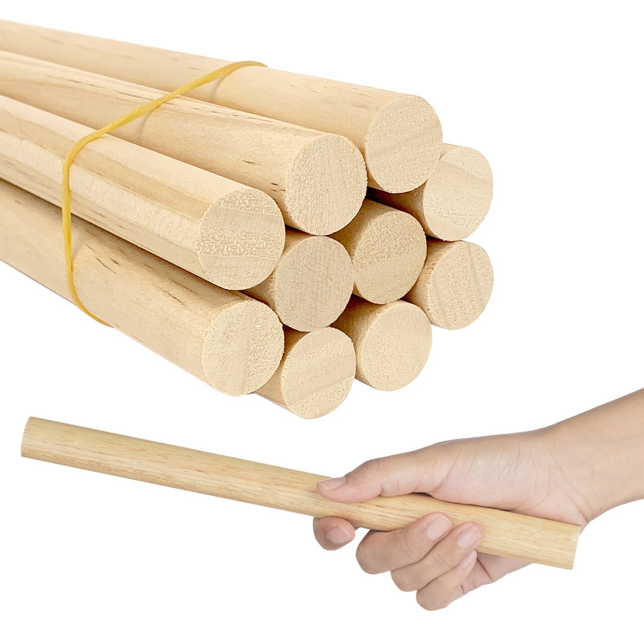 CraftySticks 10 Pack Round Wood Dowels 3/4 x 12 Inch Unfinished Pine Wood Dowels Made in The USA